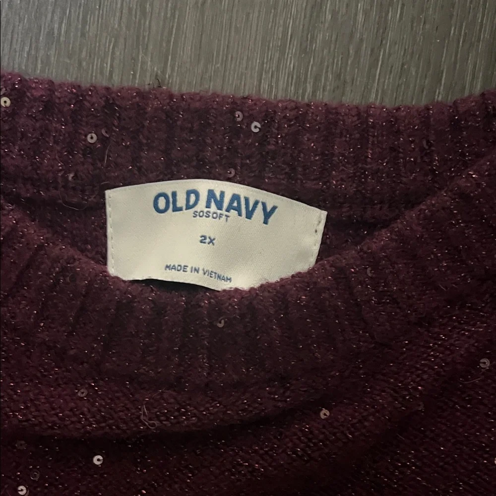 Old Navy Burgundy Speckled Crewneck Sweater - Picture 2 of 3